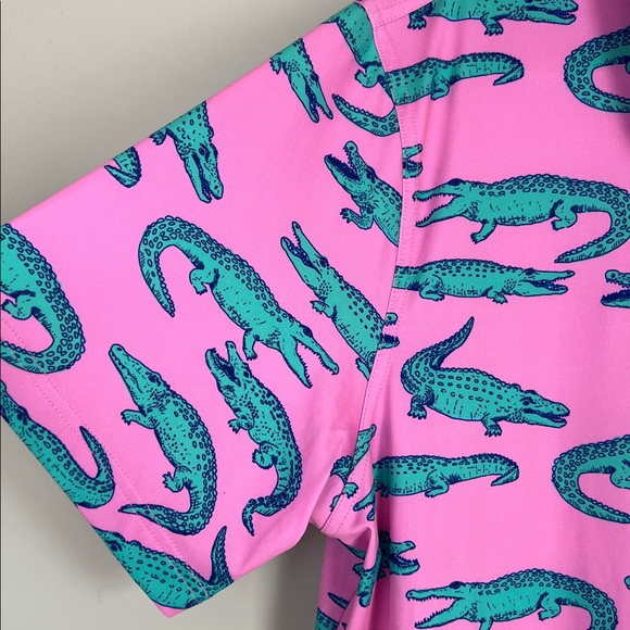 Chubbies Pink and Blue Alligator Polo Shirt - Picture 3 of 6
